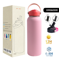 Gobelet isotherme JIAHE JH027 pour enfants, double paroi, 41 oz, sans BPA, acier inoxydable 18/8, résistant à la chaleur et au froid, anti-fuite, avec paille, pour les voyages