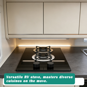 Cuisinière à gaz RV JDA Slim 2 brûleurs, verre trempé noir, portable, pour camping-car, cuisine mobile et <span class=keywords><strong>caravane</strong></span> - Product Image 3
