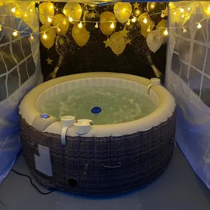 Berdiri Bebas Inflatable Hot Tub Garden Spa Outdoor Whirlpool Spa dan Panas Dalam Ruangan Bathtub Spa untuk 2-4 Orang