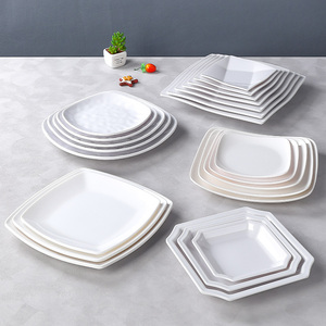 Biểu Tượng Tùy Chỉnh Sang Trọng Trắng Vuông Thân Thiện Với Môi Melamine Phục Vụ Tấm Nắp Bền Mùa Thu Chịu Mài Mòn Bộ Đồ Ăn Cho Nhà Hàng Phục Vụ - Product Image 3
