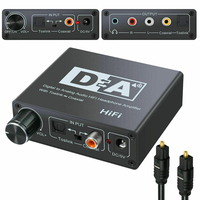 Convertidor de Audio Digital a analógico, decodificador de 3,5mm, amplificador AUX RCA, adaptador Toslink, salida Coaxial óptica, DAC de 24 bits, DAC