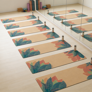 Tapis de yoga <span class=keywords><strong>Tiny4k</strong></span> pour adolescents, antidérapant, en caoutchouc naturel, avec impression personnalisée, en liège écologique, avec sangle de transport - Product Image 2