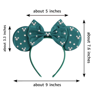 Aksesoris Rambut Taman Hiburan Baru 2025, Satin dengan Mutiara Rhinestone, Pita Dua Lapis, Headband Telinga Tikus untuk Wanita - Product Image 4