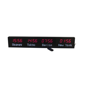 Horloge numérique industrielle LED multi-fuseaux horaires (4 villes) avec affichage 12/24 heures et lumière verte - Prix usine - Product Image 2