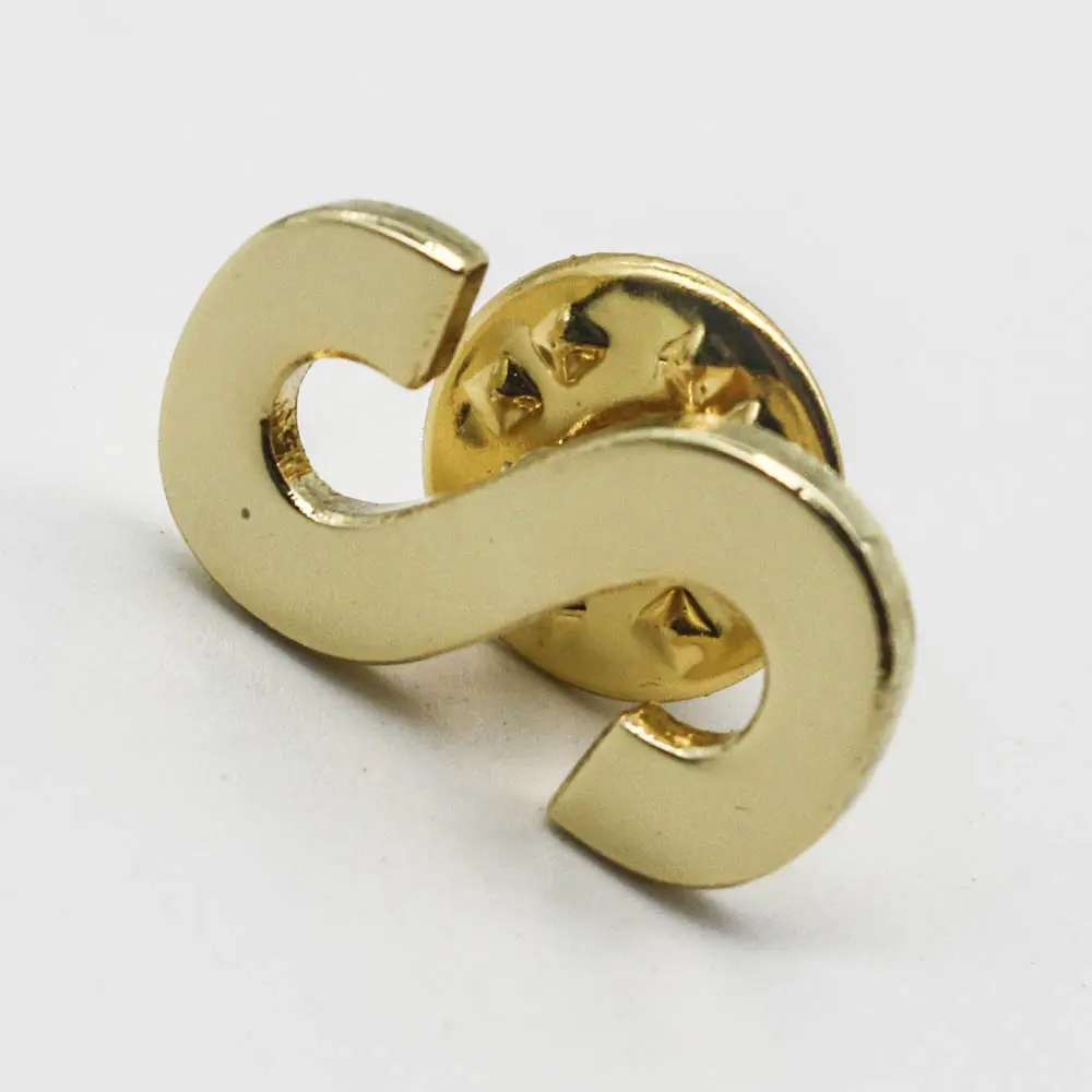 S Letter Gold Pins Badge Broche Voor Hoeden Metalen Geschenken Zwart Plastic Koppelingsspeld