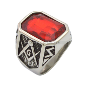 Anillo Religioso de Acero Inoxidable Mason Blue Lodge con Varios Colores de Piedras para Regalo de Boda, Compromiso o Aniversario - Product Image 2