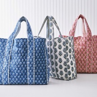 Sac fourre-tout matelassé en coton surdimensionné pour femme, motif imprimé bonbons, avec fermeture éclair, design personnalisé, multicolore, vente en gros