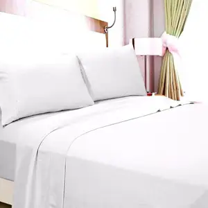 4-Piece 100% Cotton Hotel Bedding Sets Solid Pattern Sheets And Pillow Cases