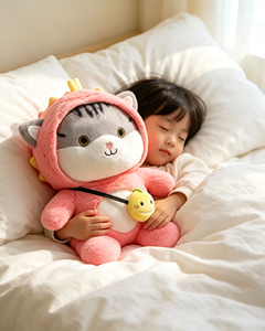Peluche de <span class=keywords><strong>Gato</strong></span> Tabby con Capucha, <span class=keywords><strong>Gato</strong></span> <span class=keywords><strong>Gris</strong></span> Rayado con Bolso Bandolera de Limón, Muñeco de Peluche, Almohada para Dormir para Niños, Decoración para el Hogar <span class=keywords><strong>y</strong></span> Sofá - Product Image 6
