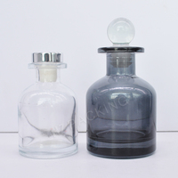 Flacon diffuseur roseau en verre de luxe et unique avec logo personnalisé 100ml 150ml 250ml Diffuseur rond vide transparent avec bâton et couvercle