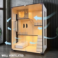 Villa pour chat industrielle robuste en bois avec structure en bois massif, grande capacité, enclos de qualité commerciale pour animalerie