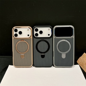 เคสโทรศัพท์แบบแม่เหล็กคาร์บอนไฟเบอร์สำหรับ iPhone 17 Air 17 ฝาหลังพร้อมที่ยึดหมุนได้ 360 องศาสำหรับ iPhone 17 16 15 - Product Image 1