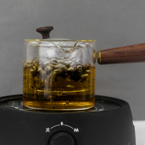 Handmade High Borosilicate Heat Resistant <strong>Glass</strong> <strong>Teapot</strong> with <strong>Glass</strong> Infuser and Wooden Handle - Product Image 2