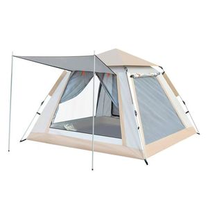 Tente familiale portable 4 personnes à faible MOQ, une chambre, imperméable et respirante, pour activités de plein air et camping, bleu, vert foncé, blanc crème - Product Image 1