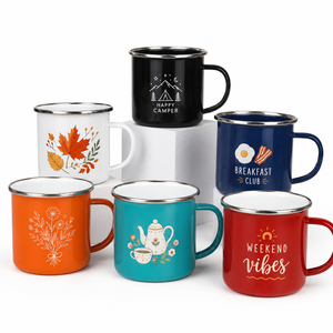 Tasses promotionnelles en émail personnalisées, tasses de camping en métal avec logo, articles de boisson personnalisés pour l'extérieur, cadeau - Product Image 1