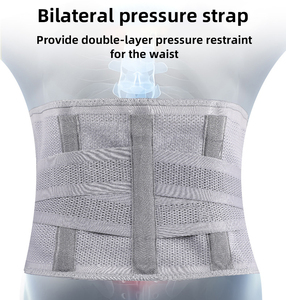 Ceinture de soutien lombaire respirante et réglable à double bande de traction pour le soulagement de la douleur, idéale pour le sport, la protection, le travail au bureau et la protection de la colonne vertébrale. - Product Image 4