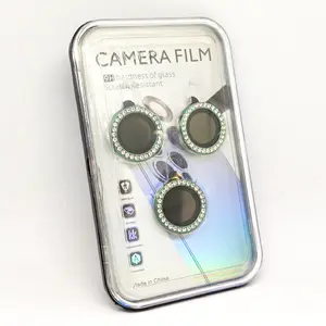 Elmas kamera Lens koruyucu lüks yanıp cep telefonu Lens Film Anti Scratch için iPhone 15 pro max