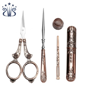 Tijeras exquisitas + Tubo de almacenamiento de agujas + punzón + hilo de aguja + juego de tijeras Vintage de <span class=keywords><strong>dedal</strong></span> - Product Image 2