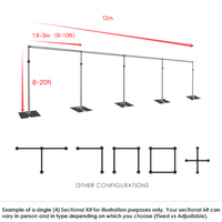 Support de toile de fond réglable 40 x 10 pieds avec base métallique robuste pour événements