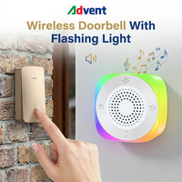 Bel Pintu Nirkabel Pintar Terlaris IP44 Tahan Air RF433 Bel Pintu Nirkabel dengan Lampu Malam RGB Bel Pintu Pintar