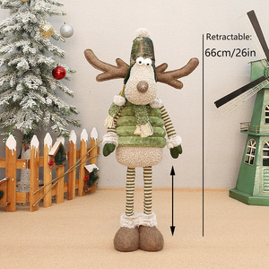 <span class=keywords><strong>Adorno</strong></span> <span class=keywords><strong>Navideño</strong></span> de <span class=keywords><strong>Reno</strong></span> de Peluche Retráctil de Tela Verde, Muñeco de <span class=keywords><strong>Reno</strong></span> de Nariz Larga - Product Image 4