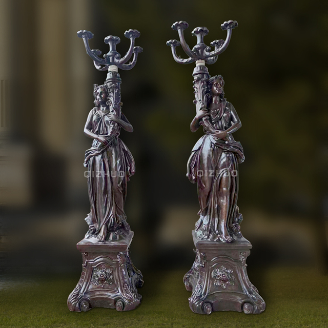 Custom Antique Outdoor Garden Life Size Casting Metal Bronze Statue Lamp