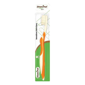 Dhanthal Sensitive Care Duo Brosse à dents à poils souples avec manche flexible, prise en main confortable, brosse à dents manuelle pour usage quotidien - Product Image 3