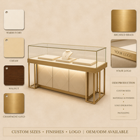 Vitrine de présentation de bijoux en bois et verre personnalisée avec éclairage LED pour les magasins de bijoux en gros