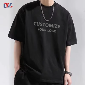 <span class=keywords><strong>Camiseta</strong></span> Extragrande de Algodón con Cuello Personalizado al por Mayor de Fábrica, Estilo Boxy Fit en Negro Liso para Hombre - Product Image 1