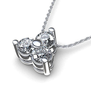 Collana con Pendente in Argento 925 e Diamante, Taglio Brillante Rotondo, Montatura a Griffe, Forma a Fiore, Placcato in Rodio, Stile Classico Unisex - Product Image 1