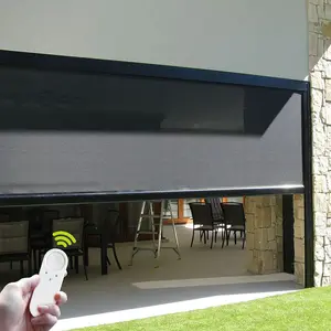 Hot Sale Balcony Restaurant Windproof Screen Zipper Track Sunshade Waterproof Outdoor Electric Rolling Curtain
