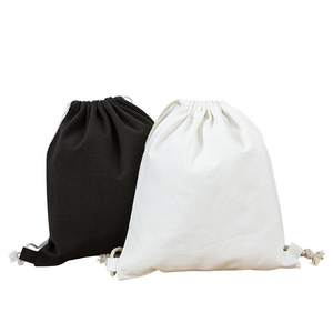 Mềm trắng hữu cơ bông vải Ba lô Dây Kéo Túi biểu tượng tùy chỉnh - Product Image 1