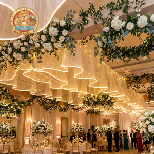 新入荷 エレガント モダン ウェディングデコレーションセット S字型ネットクロス ドレープ ケータリングデコレーション LEDストリップ シーリングライト AC電源 - Product Image 4