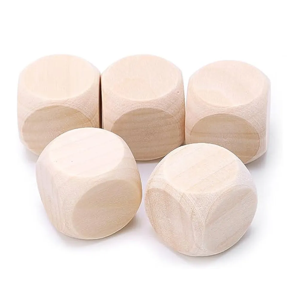 Logo imprimé personnalisé D6 10-60mm grand coin rond cube en bois vierge dés coquins