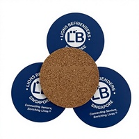 Sous-verres ronds en liège écologiques de conception classique avec impression recto-verso, promotion Giftway