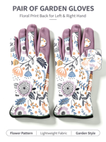 Sarung Tangan Berkebun Wanita HAIYI Fashion Bermotif Bunga, Sarung Tangan Pelindung Telapak Tangan Ungu yang Tahan Lama untuk Menanam, Memangkas, dan Perawatan Kebun