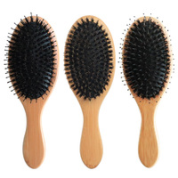 Brosse à cheveux naturelle, avec logo personnalisé, en bois de bambou, poils de sanglier, pour femmes, extension de cheveux, brosse à perruque