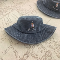 Topi Bucket Kanvas Custom Logo Dewasa Bordir 3D Kartun Pelindung Sinar Matahari untuk Musim Dingin Kasual Promosi Unisex Grosir
