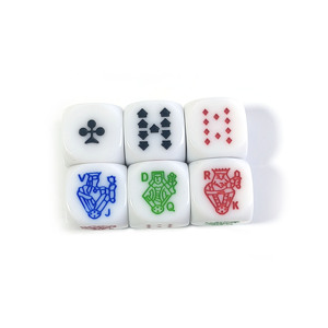 Dados JQK de plástico de 16 mm con esquinas cuadradas de color marfil español, de 6 caras, para póker y juegos de cartas - Product Image 3