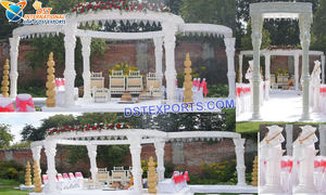Mandap de boda de Pilar romano, mantel de Pilar romano blanco exclusivo, para boda real India - Product Image 3