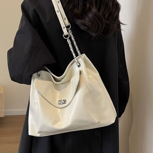 Bolso de hombro de PU de alta gama para mujer, de gran capacidad, apto para todas las estaciones, bolso cruzado con cremallera - Product Image 3