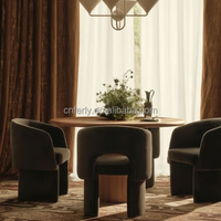 Table à manger ronde moderne de luxe FERLY en chêne massif, plateau en bois de placage, table de salle à manger, fabrication sur mesure, mobilier pour hôtel et villa, vente en gros