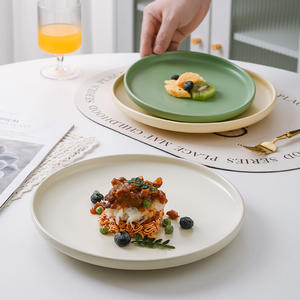 ชุดเครื่องใช้บนโต๊ะอาหารเซรามิกเป็นมิตรต่อสิ่งแวดล้อมสำหรับร้านอาหารสไตล์ตะวันตกจานสเต็กเคลือบสีและจานรับประทานอาหารทรงกลม - Product Image 6