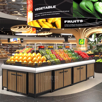 3-laags enkelzijdig meerlaags metalen & houten stevig supermarkt rek voor fruit en groenten