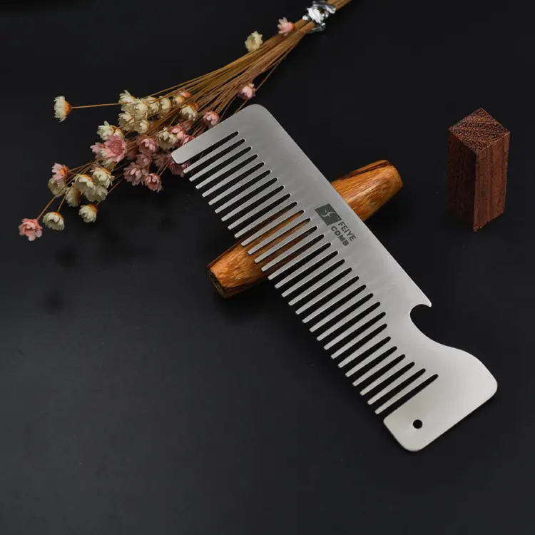 Customized 2024 new anti-static and high-temperature resistant stainless steel comb, hand polished and comfortable steel comb