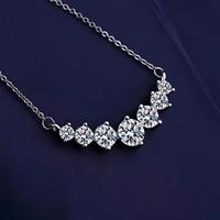 Collier Pendentif FanKe 925 en Argent Sterling Tendance Sourire Sept Princesses, Chaîne de Liens Femme Moissanite Haut de Gamme Style Ins