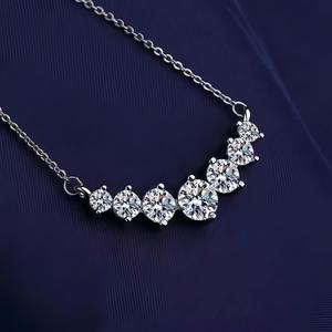Collana con Ciondolo FanKe in <span class=keywords><strong>Argento</strong></span> Sterling 925, Trendy Smile Seven Princess, Alta Qualità, Moissanite, Catena Femminile Ins Link - Product Image 3