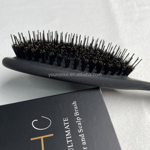 사용자 정의 로고 블랙 합성 헤어 익스텐션 브러쉬 멧돼지 강모 에어 쿠션 패들 엉킴 헤어 브러시 여성용 - Product Image 3