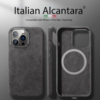 Coque de téléphone pour iPhone 16 Pro, authentique Alcantara italien, entièrement recouverte, avec cadre de caméra en métal, aimant puissant, prix d'usine