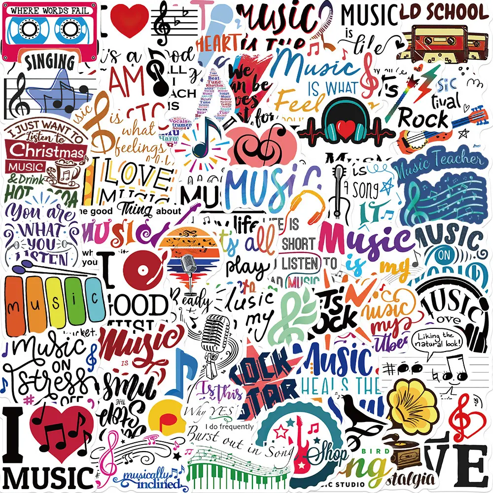 50 pcs motivational Graffiti Sticker Pack for DIY Car Laptop Scrapbook Guitar PVC Vinyl inspirational Sticker music sticker